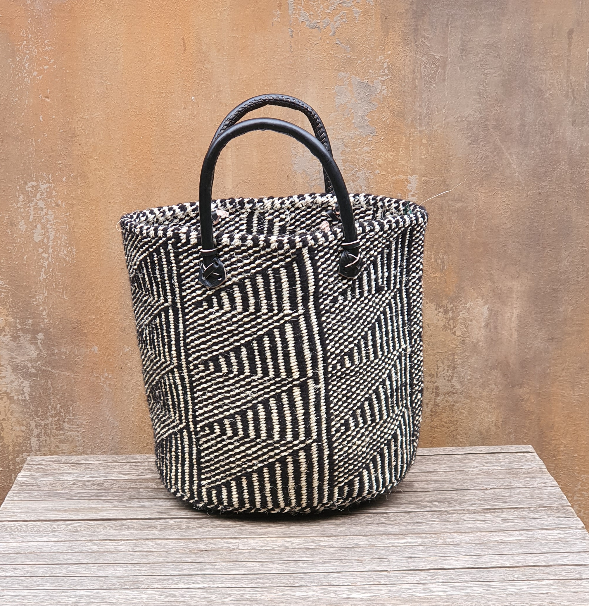 NJIKU: Recycled wool and sisal basket bag - Kenyan Crafts Company